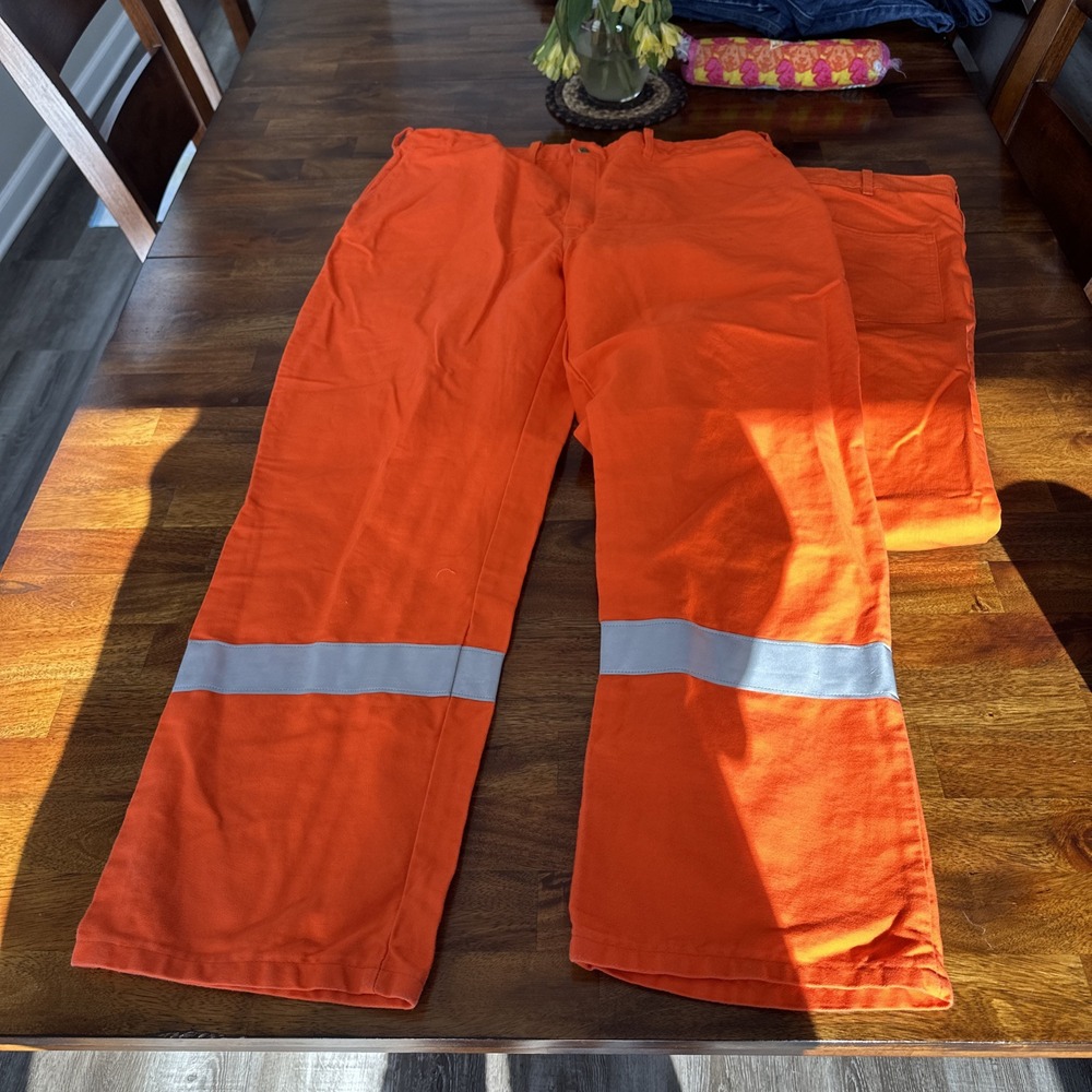 2 Pair Steel Grip Westex Indura FR Flame Resistant Orange Work Pants Mens 42x32 - Picture 5 of 5